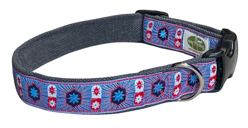 collars for may drop available in blue color with radiating stars